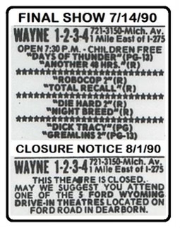 Wayne DOA 7-14-90 West Side Drive-In Theatre, Flint
